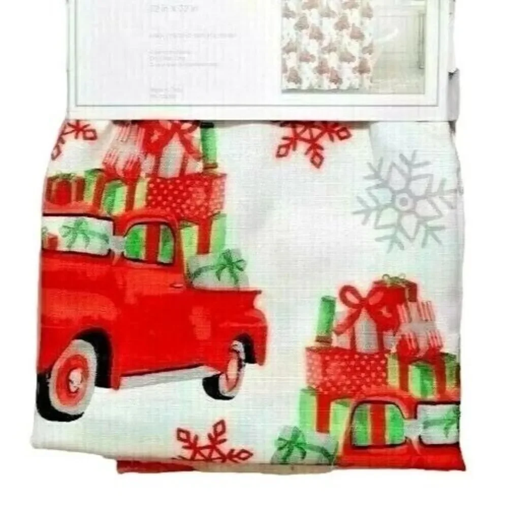 Deborah Connolly Christmas Vintage Truck Gifts Fabric Shower Curtain Bath NEW